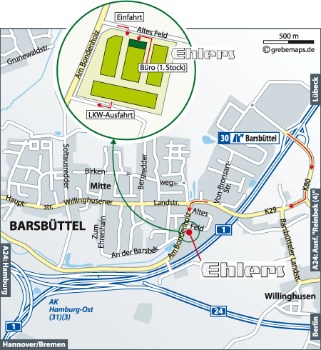 H. Ehlers KG Paletten, Kisten, Exportverpackungen - Anfahrt